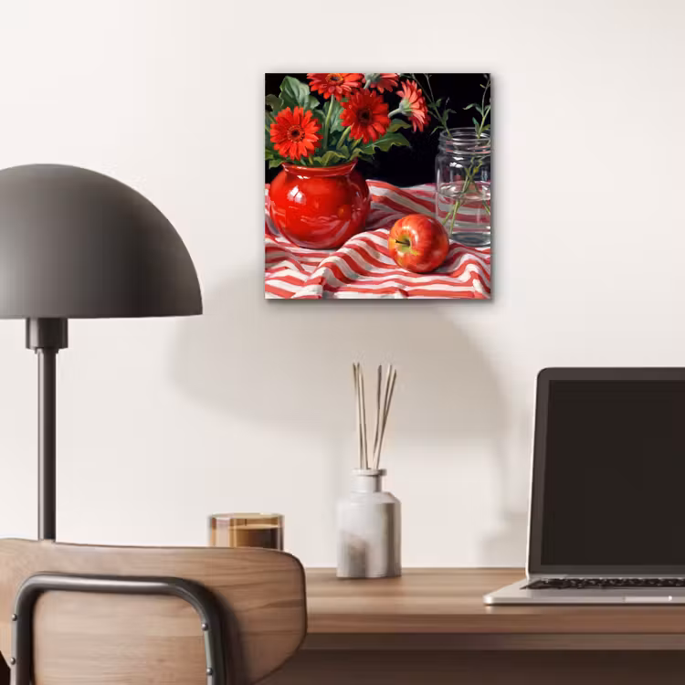 Aluminium schilderij - Rode bloemen - Vaas — 6