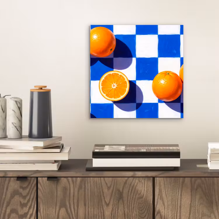 Aluminium schilderij - Sinaasappel - Geruit - Eten — 2