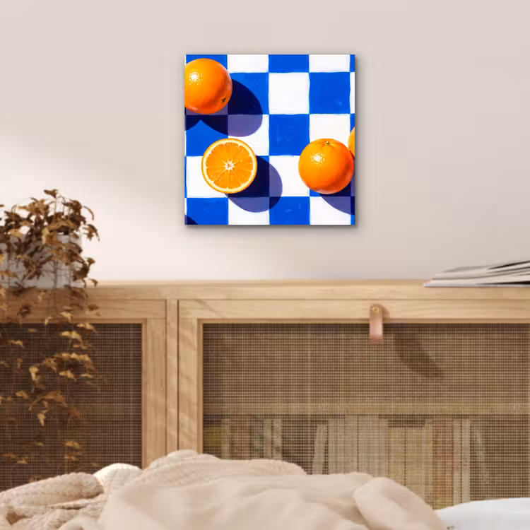 Aluminium schilderij - Sinaasappel - Geruit - Eten — 4