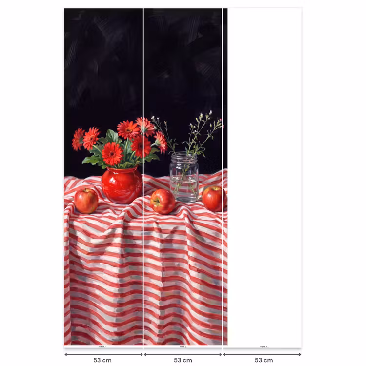Behang - Rode bloemen - Vaas — 6