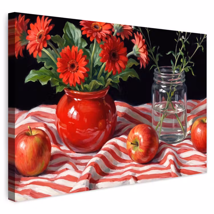 Buiten canvas - Rode bloemen - Vaas — 1