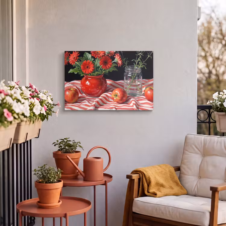 Buiten canvas - Rode bloemen - Vaas — 3