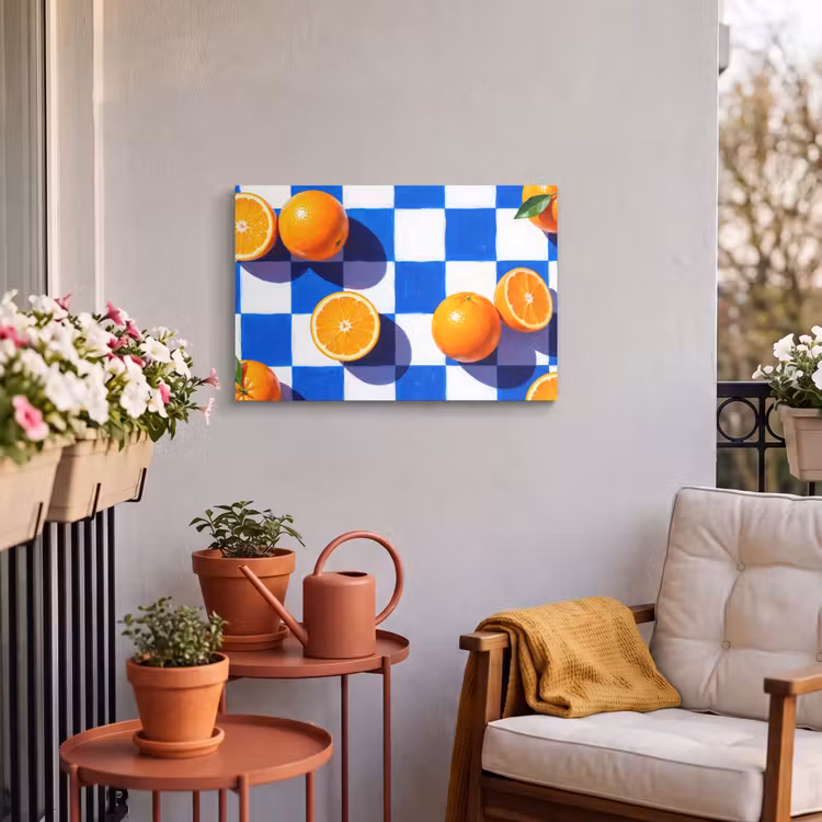 Buiten canvas - Sinaasappel - Geruit - Eten — 3