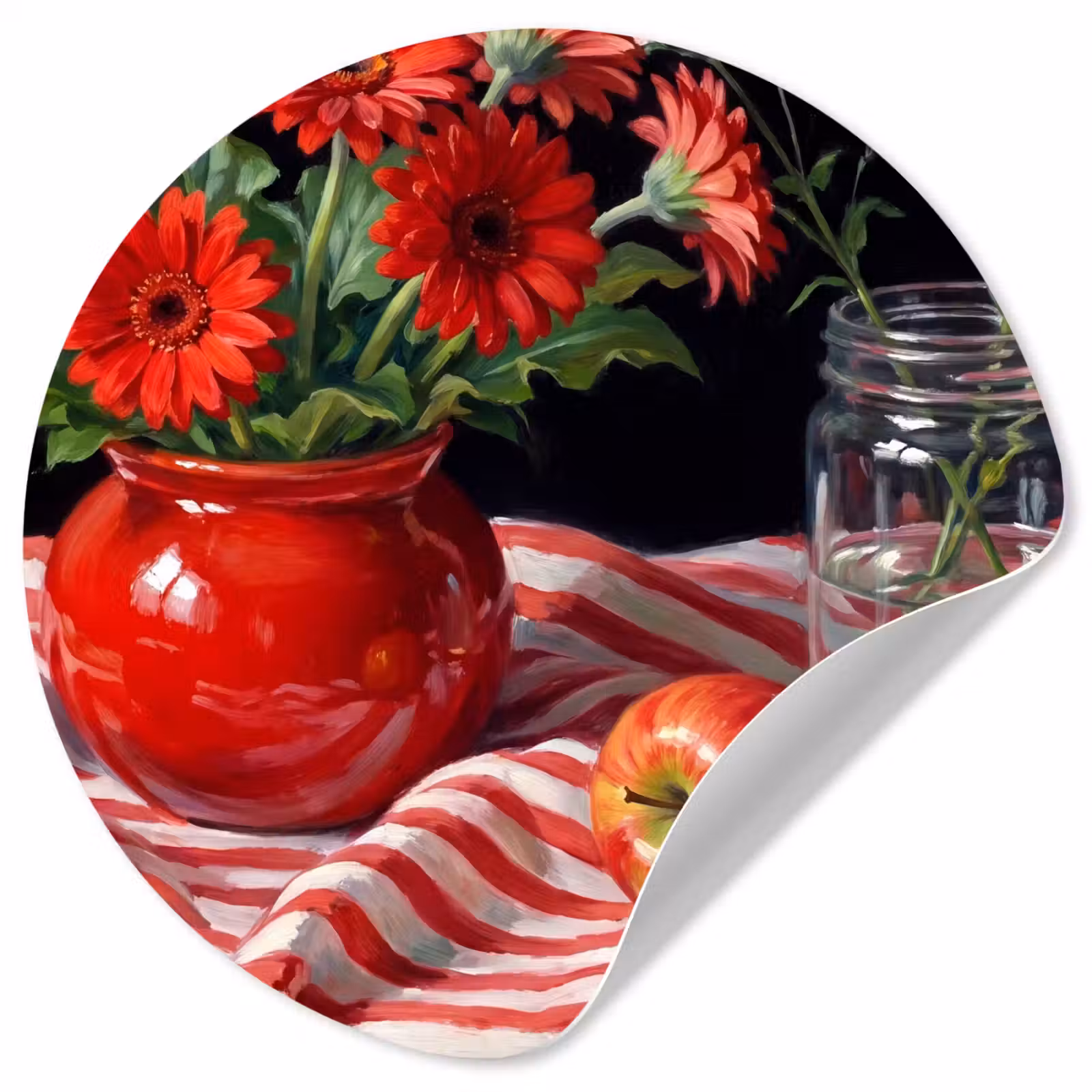 Behangcirkel - Rode bloemen - Vaas — 1