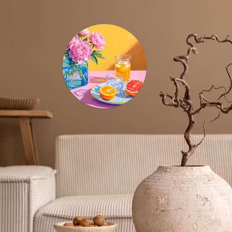 Behangcirkel - Bloemen - Roze - Modern — 2
