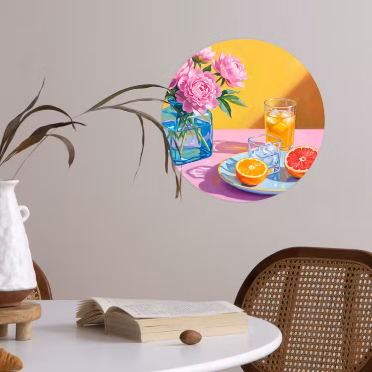 Behangcirkel - Bloemen - Roze - Modern — 4