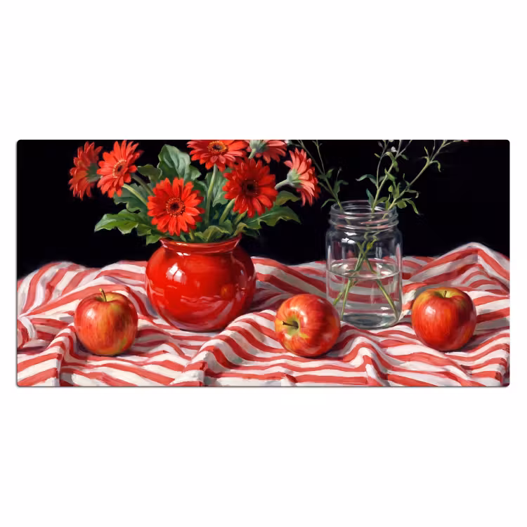 Bureau onderlegger - Rode bloemen - Vaas — 2