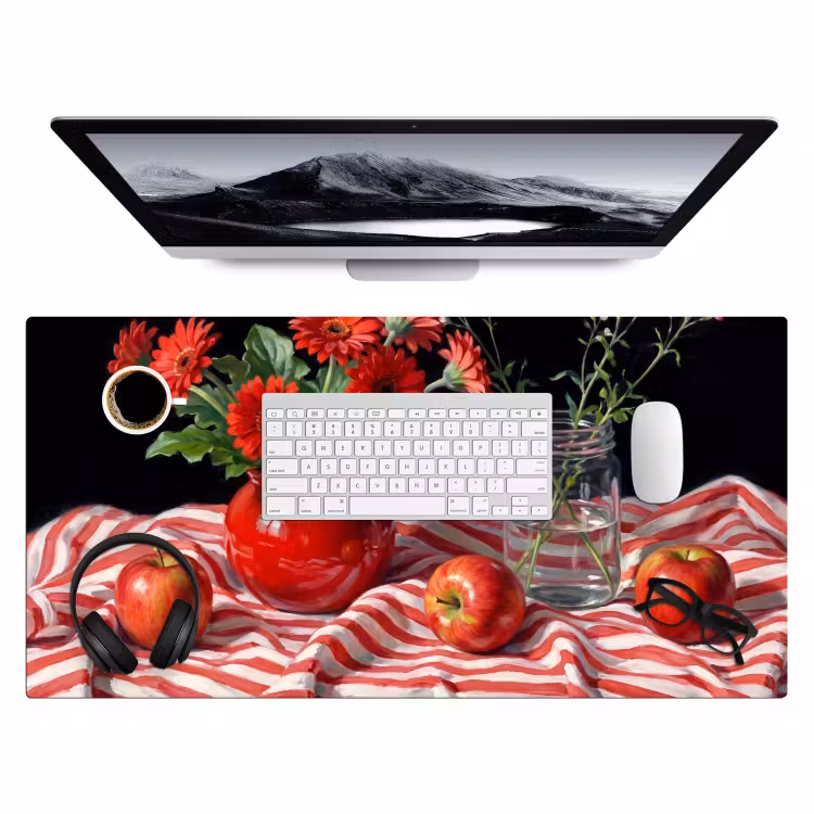 Bureau onderlegger - Rode bloemen - Vaas — 4