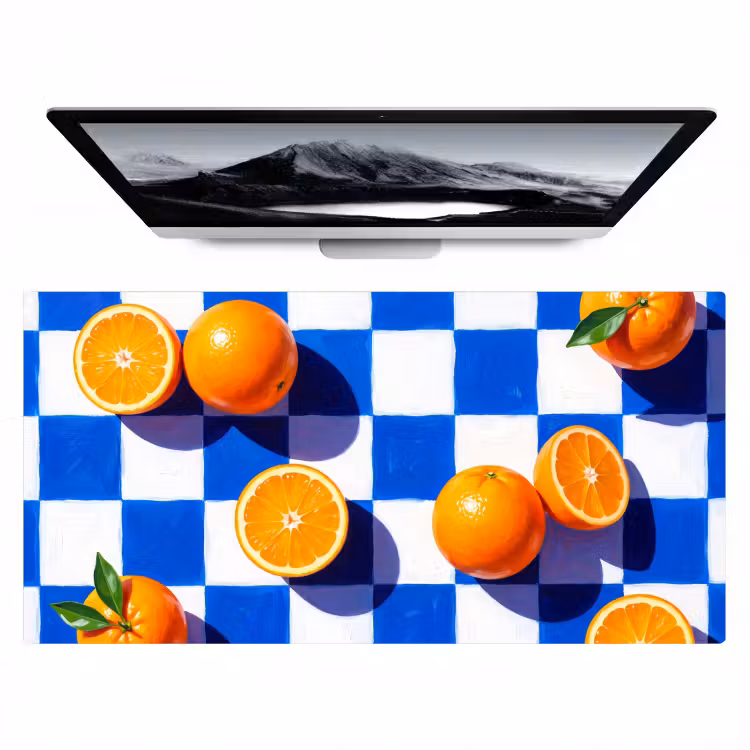 Bureau onderlegger - Sinaasappel - Geruit - Eten — 1