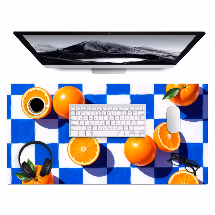 Bureau onderlegger - Sinaasappel - Geruit - Eten — 4
