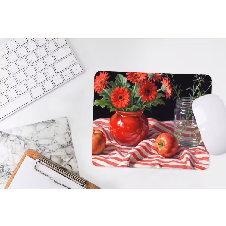 Muismat - Rode bloemen - Vaas — 2