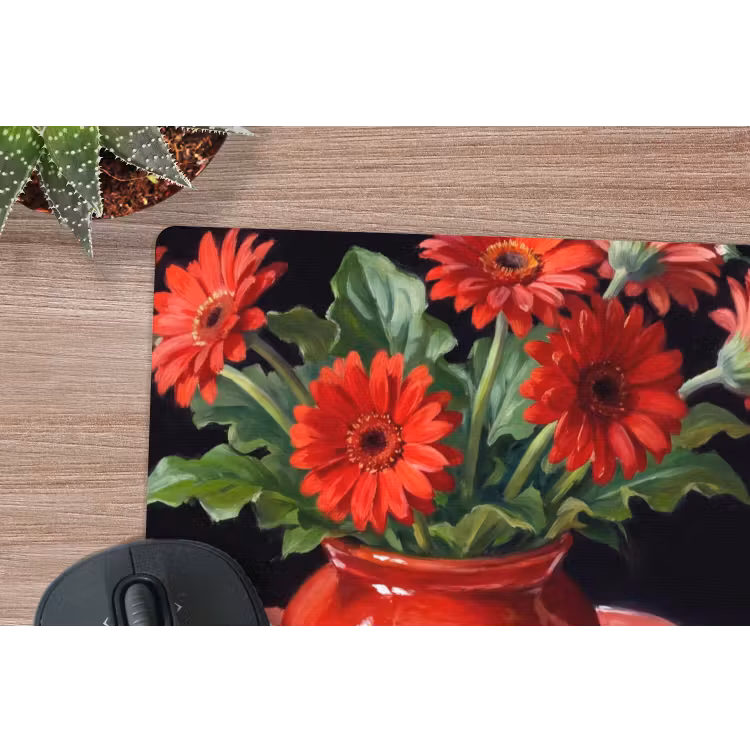 Muismat - Rode bloemen - Vaas — 4