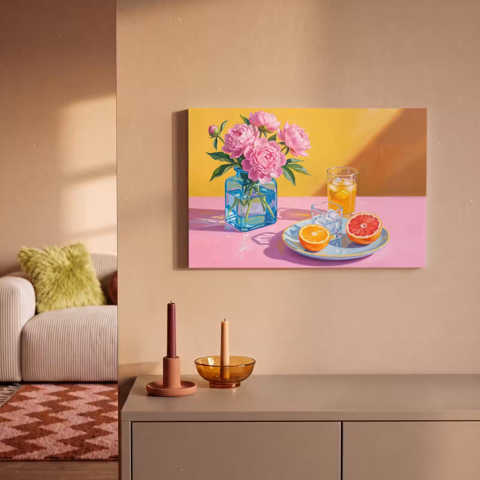 Canvas schilderij - Bloemen - Roze - Modern — 1