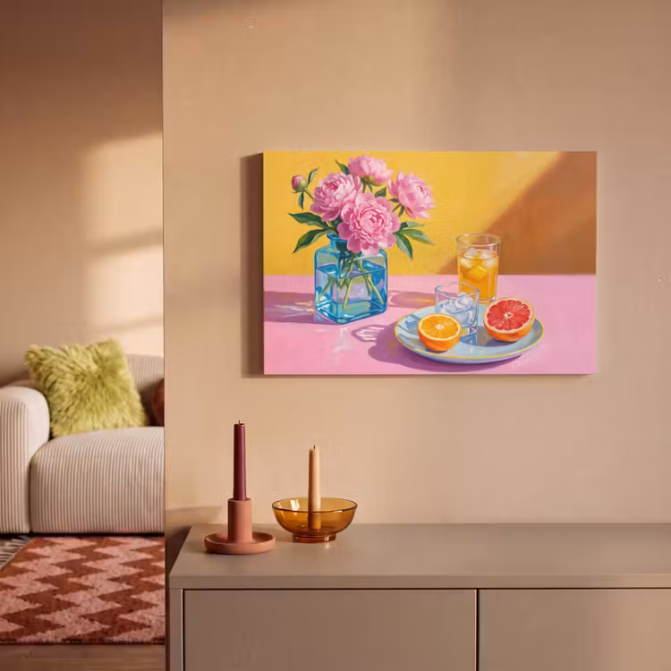 Canvas schilderij - Bloemen - Roze - Modern — 1