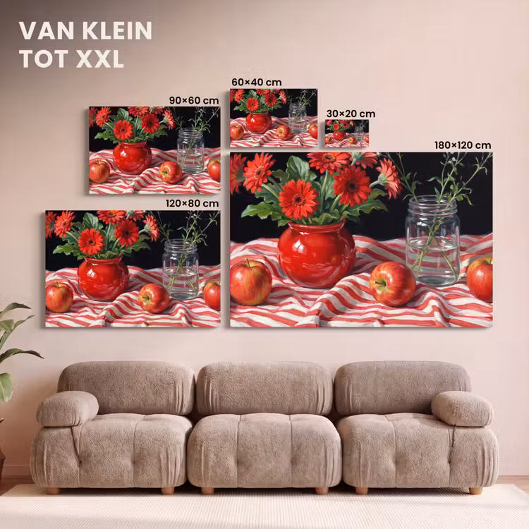 Canvas schilderij - Rode bloemen - Vaas — 7