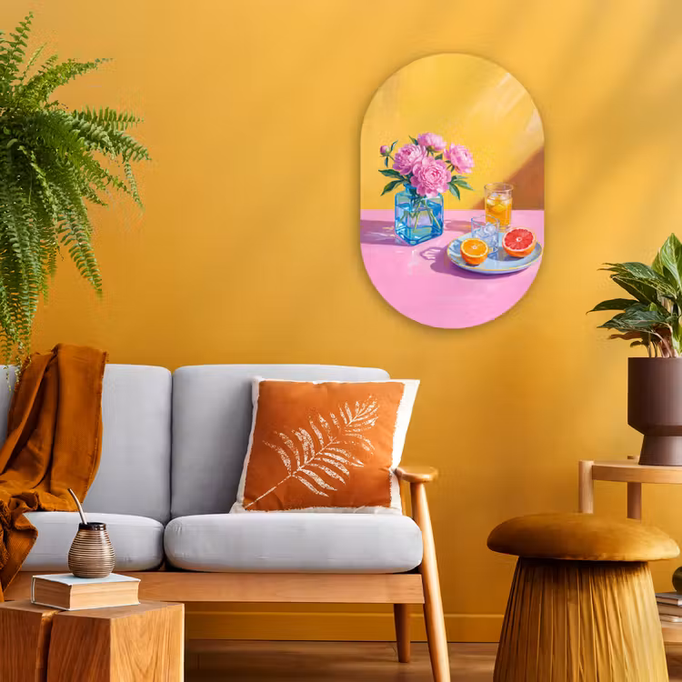 Muurovaal - Kunststof - Bloemen - Roze - Modern — 2