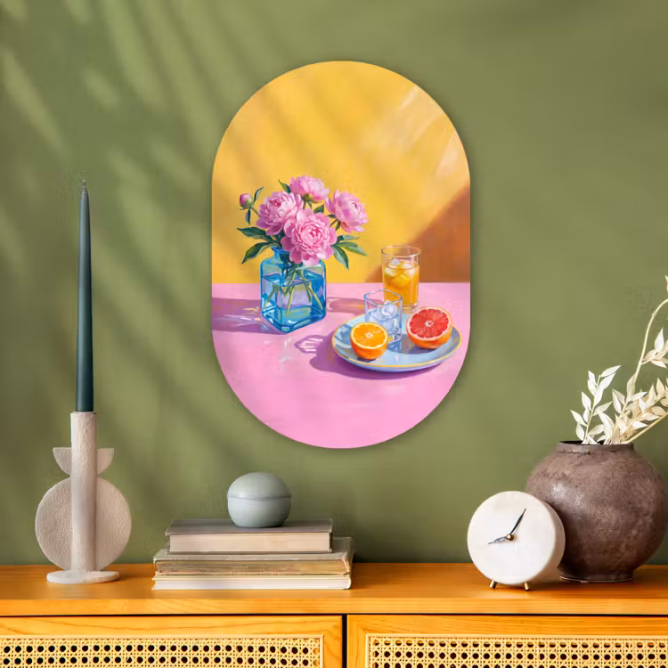 Muurovaal - Kunststof - Bloemen - Roze - Modern — 3