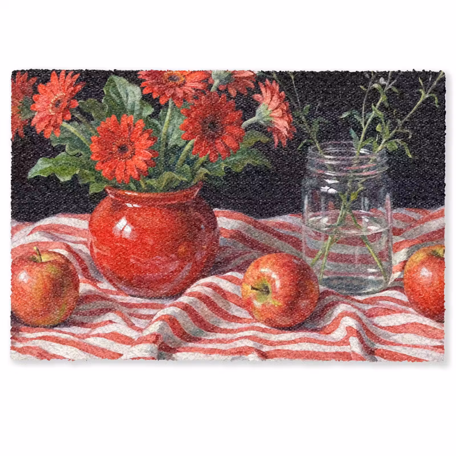 Deurmat - Rode bloemen - Vaas — 1