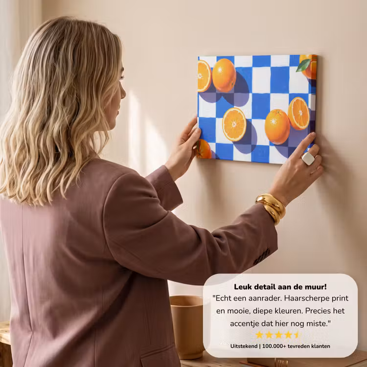 Canvas schilderij - Sinaasappel - Geruit - Eten — 2
