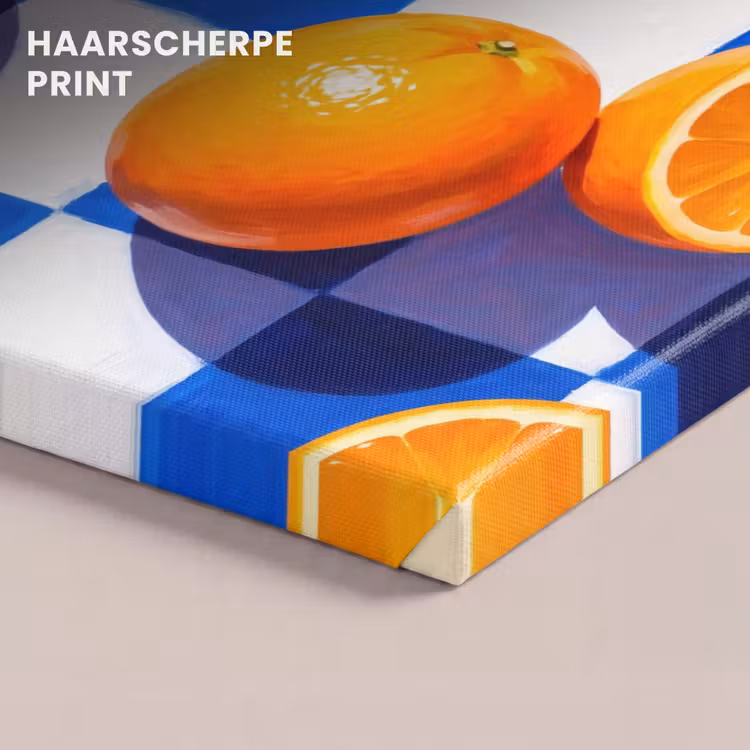 Canvas schilderij - Sinaasappel - Geruit - Eten — 4
