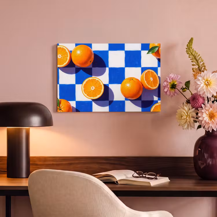 Canvas schilderij - Sinaasappel - Geruit - Eten — 5