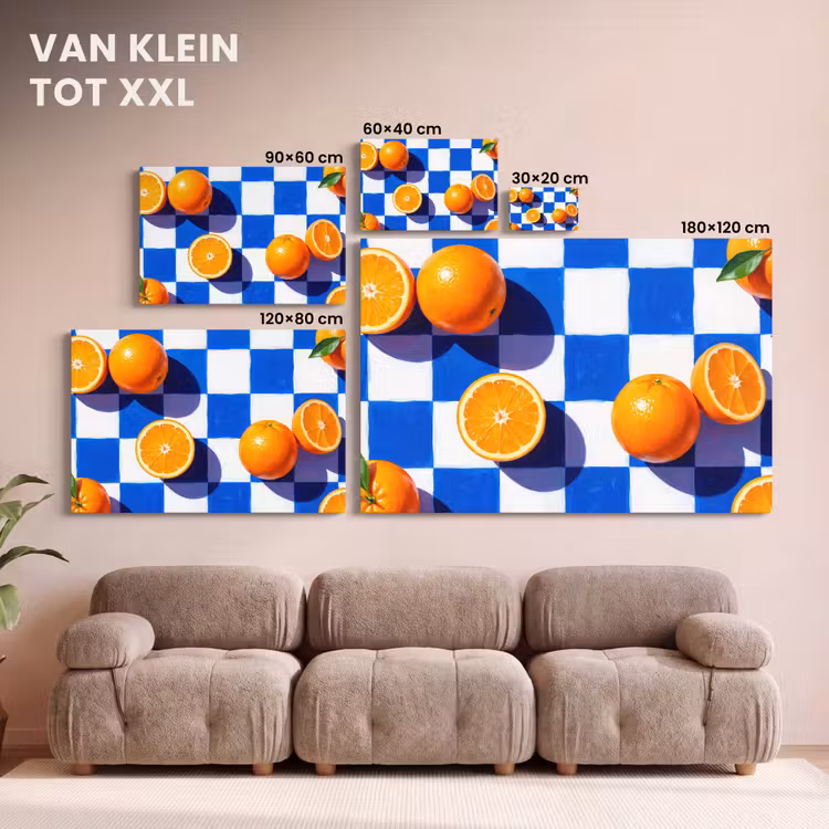 Canvas schilderij - Sinaasappel - Geruit - Eten — 7