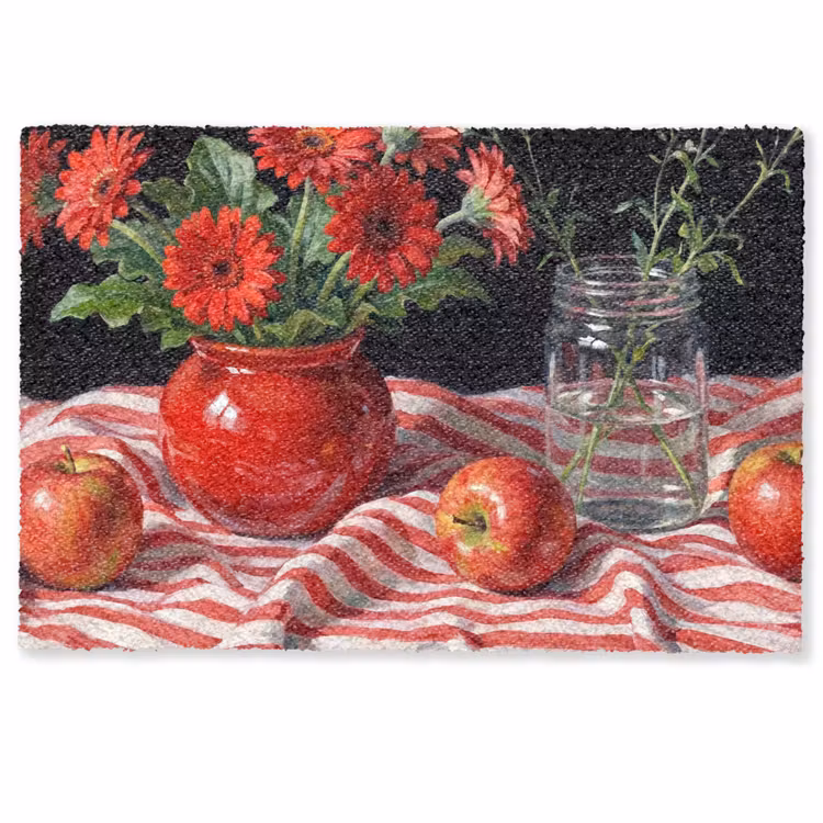 Deurmat - Rode bloemen - Vaas — 1