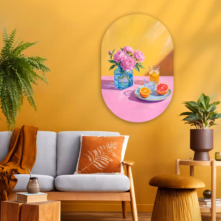 Muurovaal - Glas - Bloemen - Roze - Modern — 3