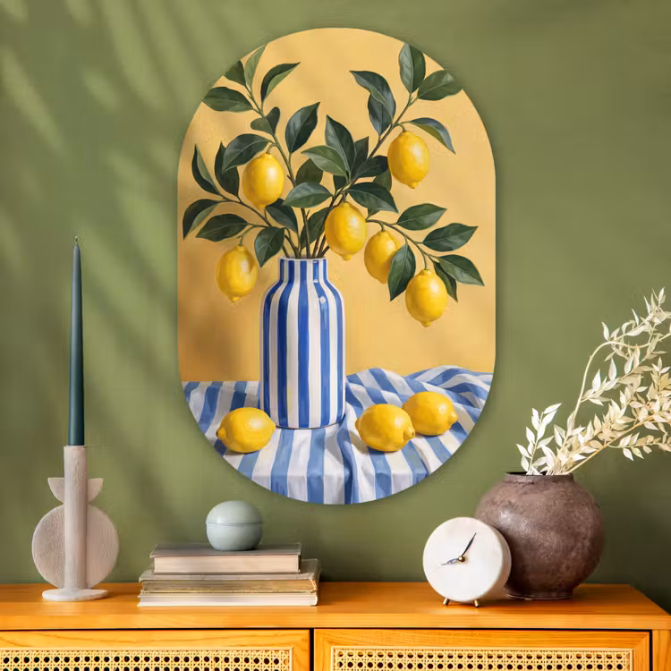 Muurovaal - Glas - Citroen - Stilleven - Modern — 2