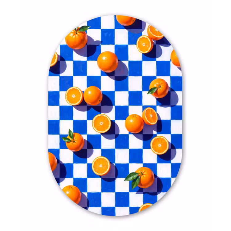 Muurovaal - Glas - Sinaasappel - Geruit - Eten — 1