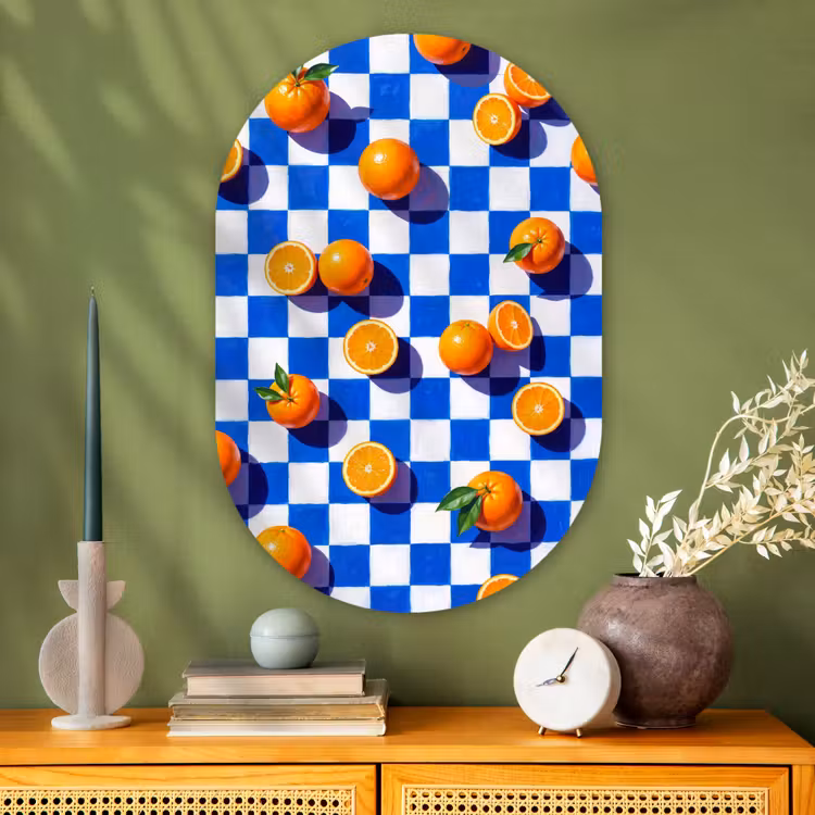 Muurovaal - Glas - Sinaasappel - Geruit - Eten — 2
