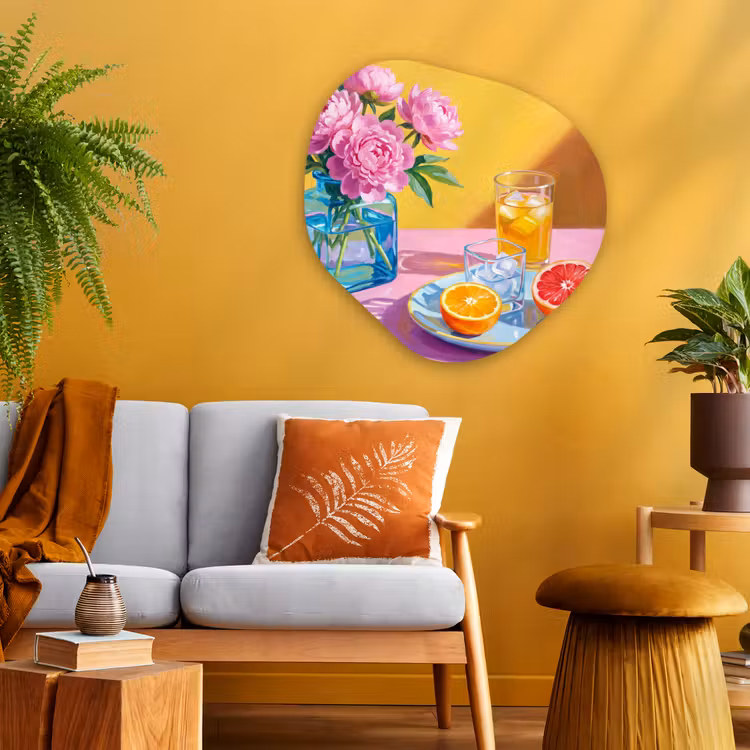 Organisch schilderij - Glas - Bloemen - Roze - Modern — 3