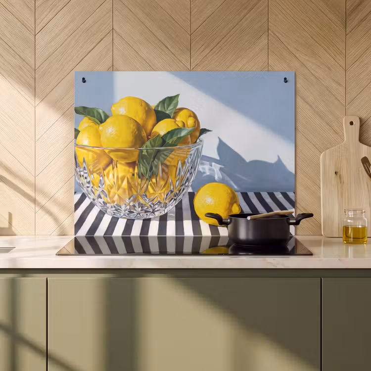 Inductie beschermer en spatscherm (2in1) - Citroenen - Fruit - Geel — 2