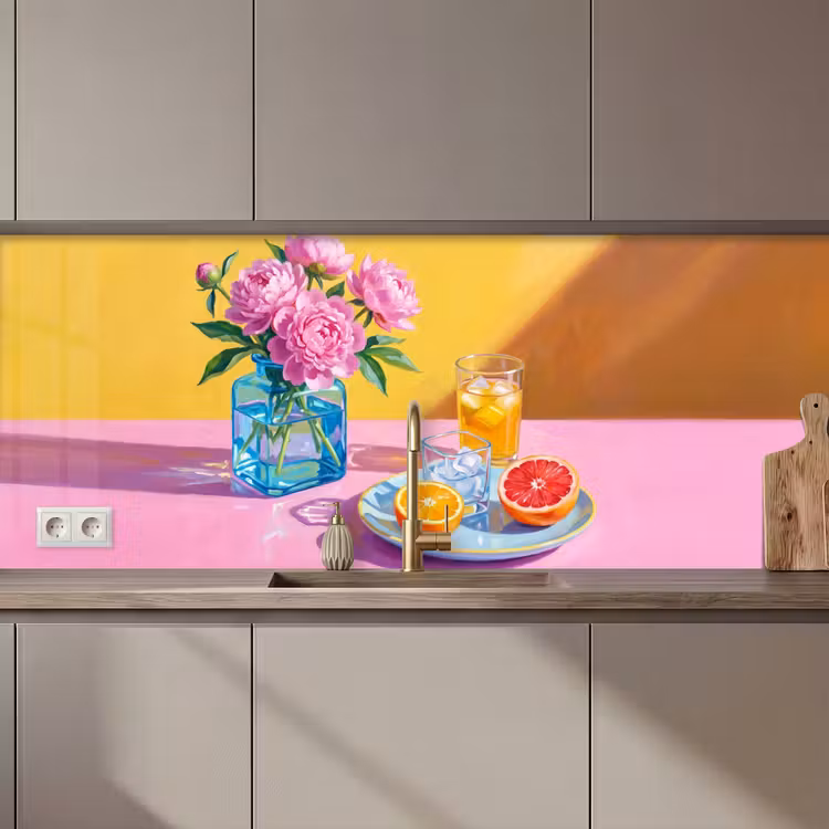 Keuken achterwand - Bloemen - Roze - Modern — 1