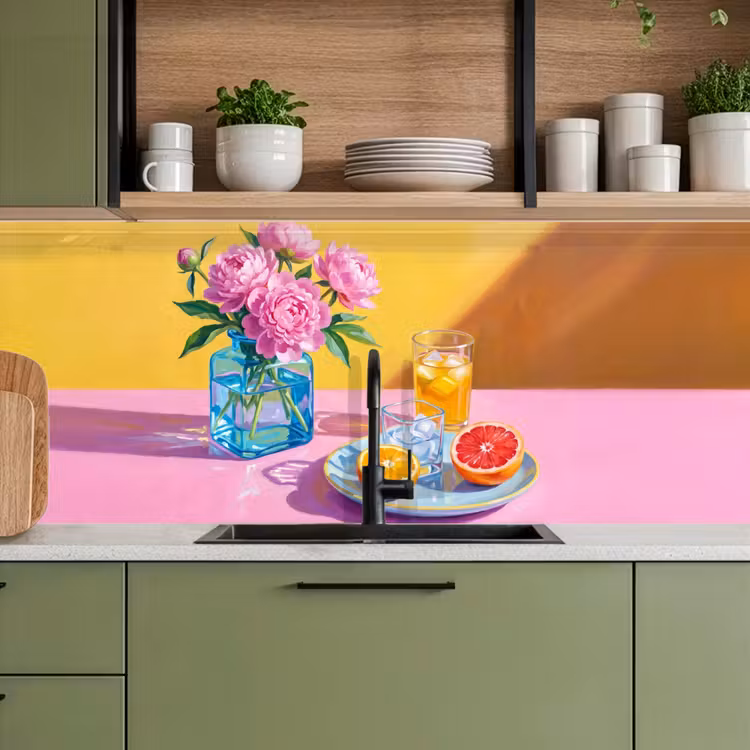 Keuken achterwand - Bloemen - Roze - Modern — 5