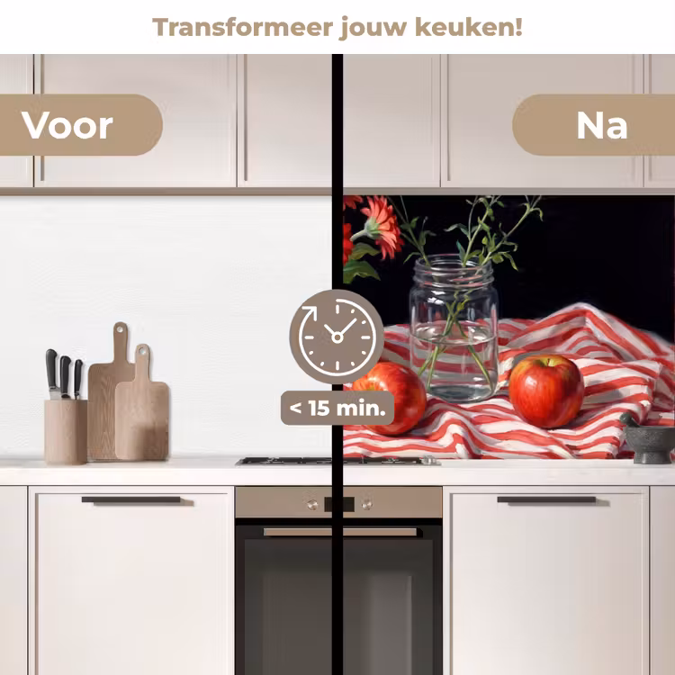 Keuken achterwand - Rode bloemen - Vaas — 2