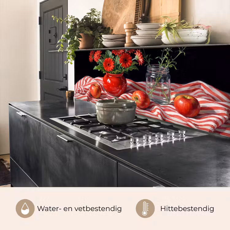 Keuken achterwand - Rode bloemen - Vaas — 3