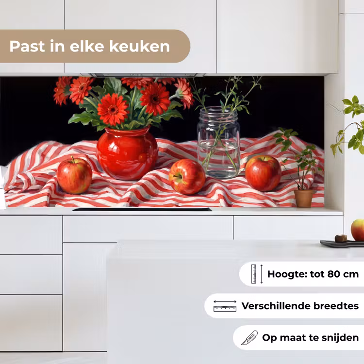 Keuken achterwand - Rode bloemen - Vaas — 4