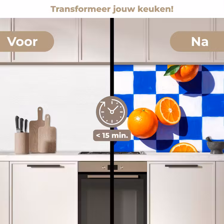 Keuken achterwand - Sinaasappel - Geruit - Eten — 2