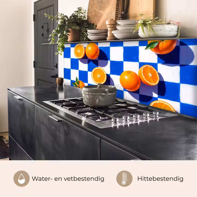 Keuken achterwand - Sinaasappel - Geruit - Eten — 3
