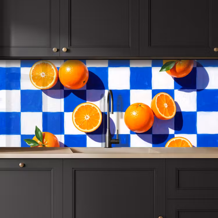 Keuken achterwand - Sinaasappel - Geruit - Eten — 6