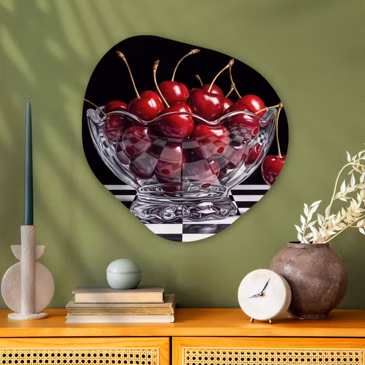 Organisch schilderij - Glas - Eten - Kersen - Rood — 2