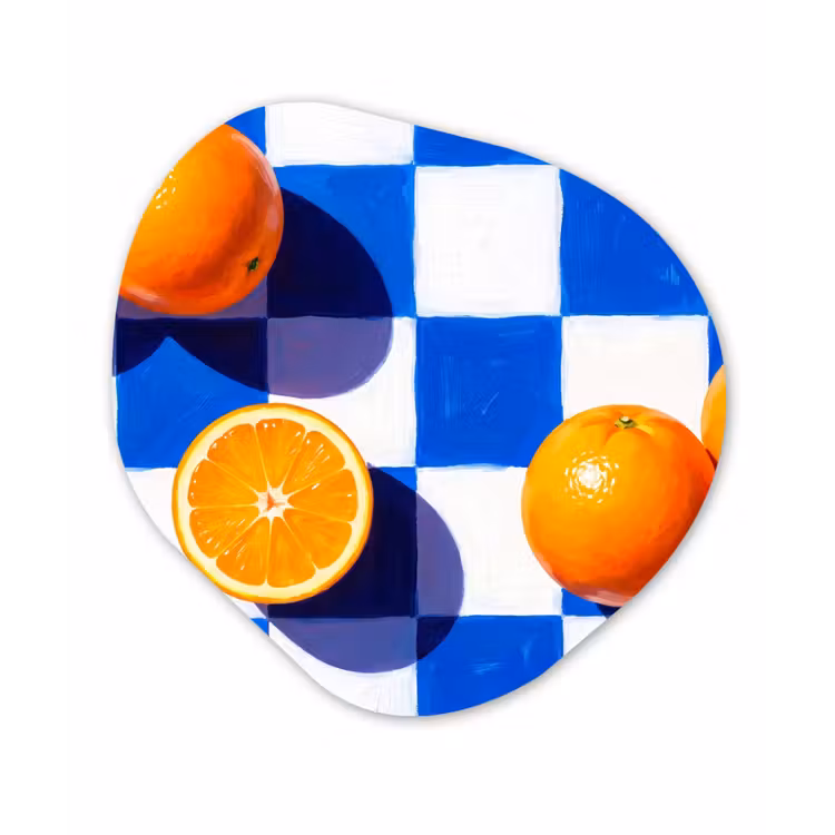 Organisch schilderij - Glas - Sinaasappel - Geruit - Eten — 1