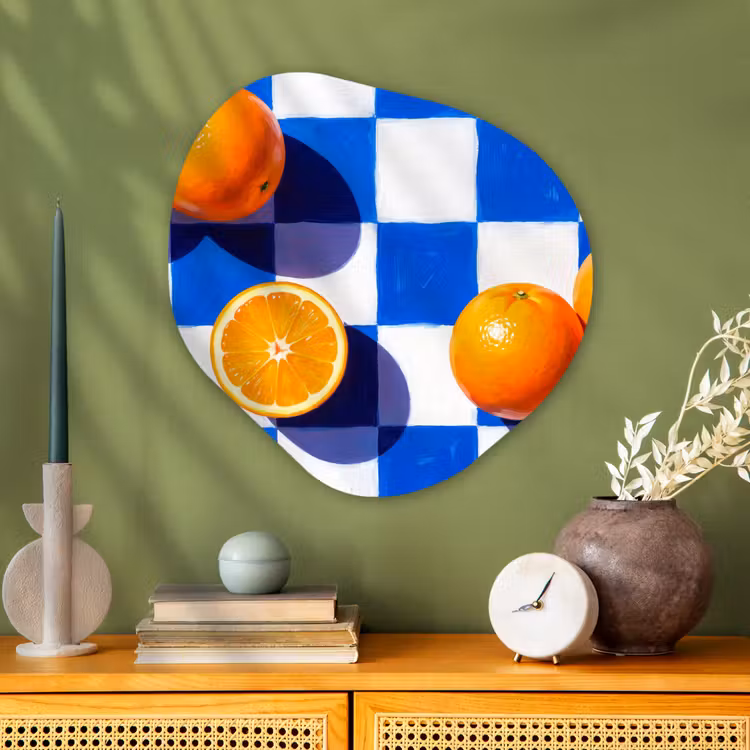 Organisch schilderij - Glas - Sinaasappel - Geruit - Eten — 2