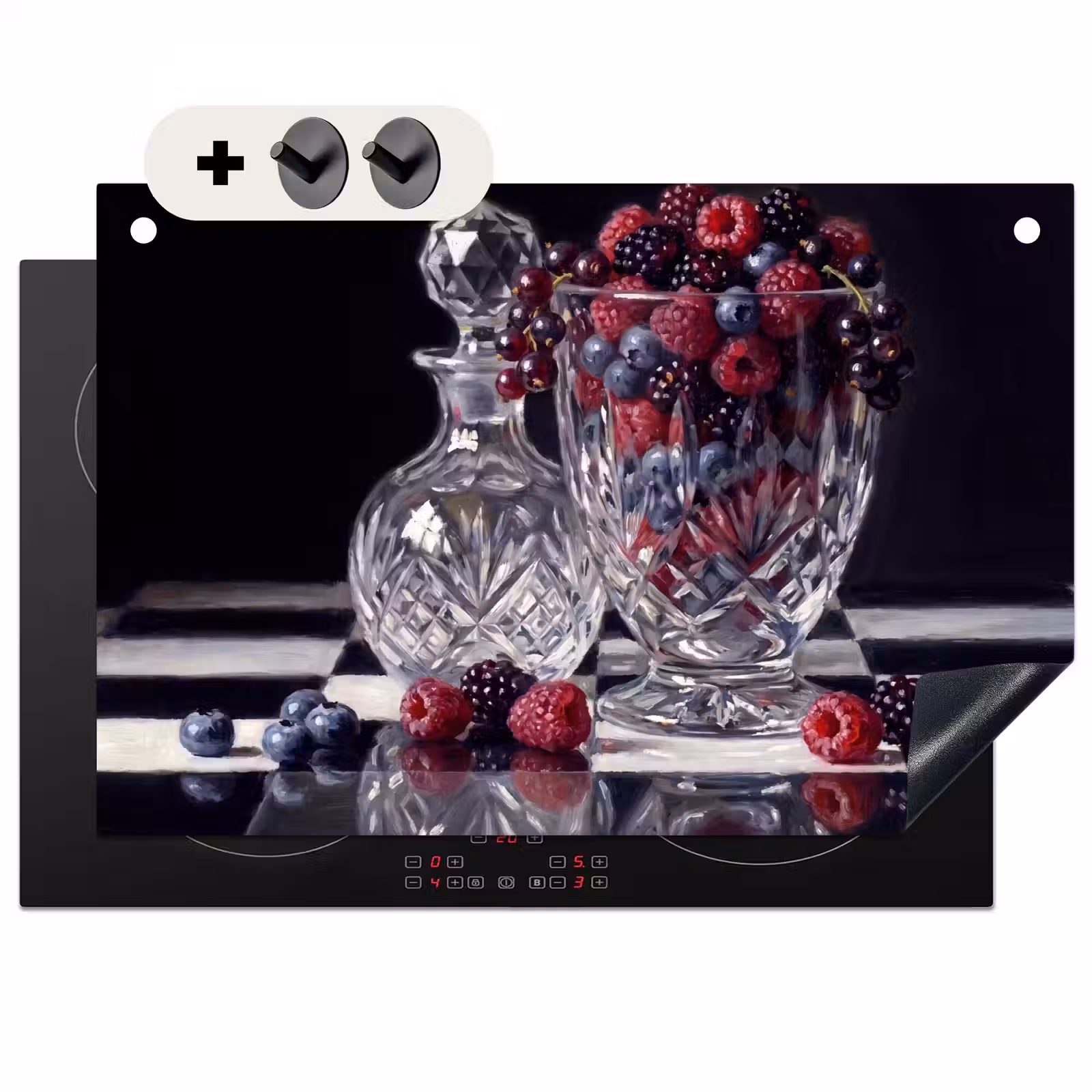 Inductie beschermer en spatscherm (2in1) - Bessen - Kristal - Stilleven — 1