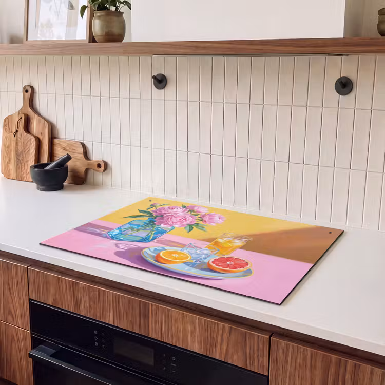 Inductie beschermer en spatscherm (2in1) - Bloemen - Roze - Modern — 3