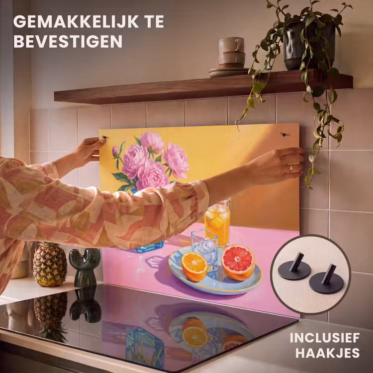 Inductie beschermer en spatscherm (2in1) - Bloemen - Roze - Modern — 7