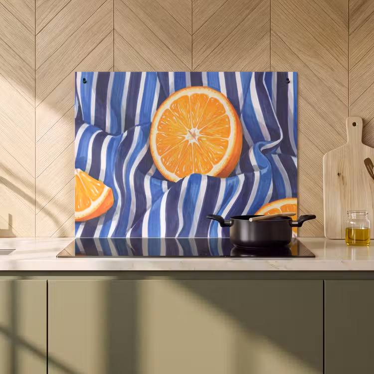 Inductie beschermer en spatscherm (2in1) - Eten - Fruit - Oranje — 2
