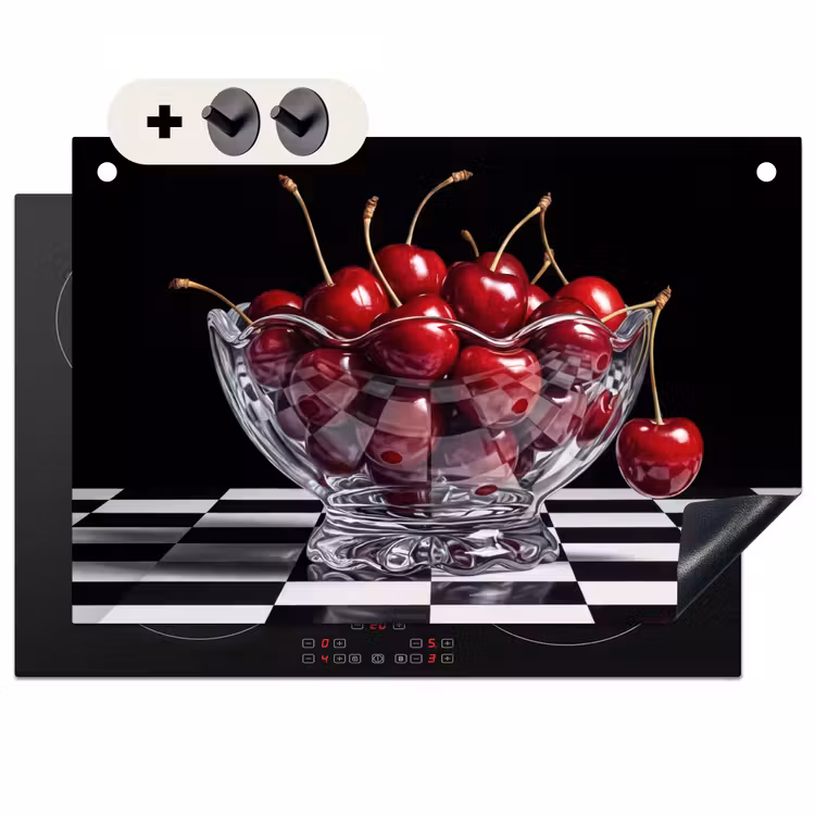 Inductie beschermer en spatscherm (2in1) - Eten - Kersen - Rood — 1