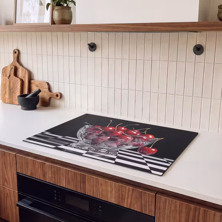 Inductie beschermer en spatscherm (2in1) - Eten - Kersen - Rood — 3